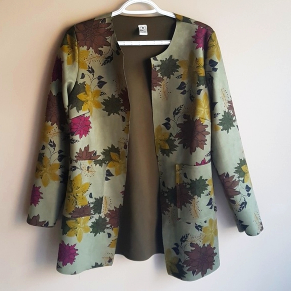 ITALIAN Green Microsuede Jacket Size S/M